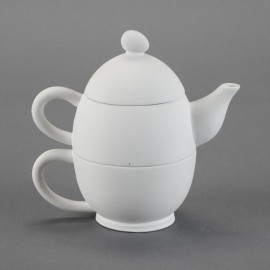 Ceramic Bisque Oval Tea-For-One