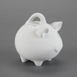 Ceramic Bisque Small Piggy Bank w/handle - Case of 6