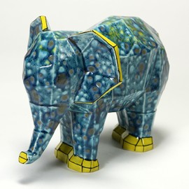 Ceramic Bisque Faceted Elephant