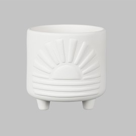 Ceramic Bisque Sun Footed Container