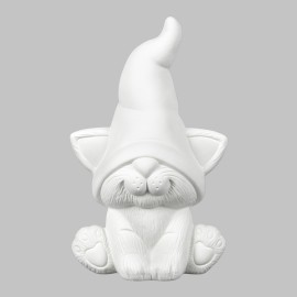 Ceramic Bisque Kitten Gnome