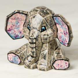 Ceramic Bisque Elephant Facet-ini - Case of 6