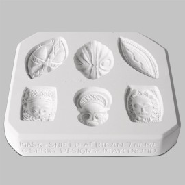 Mask and Shield African Theme Sprig Mold - 6 designs
